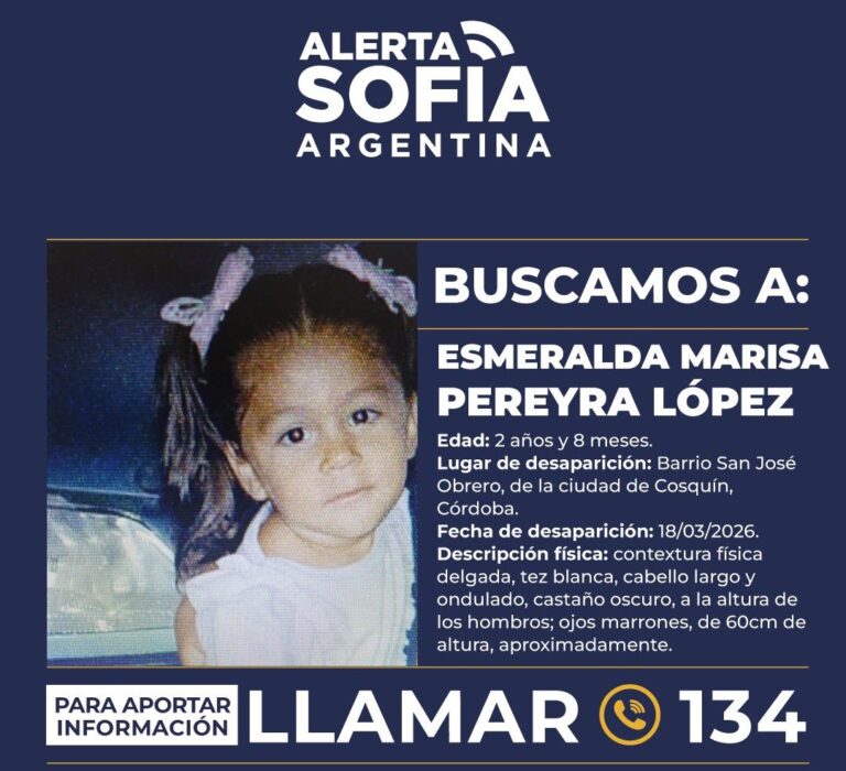 Alerta Sofía: Desesperada búsqueda de Esmeralda en Cosquín