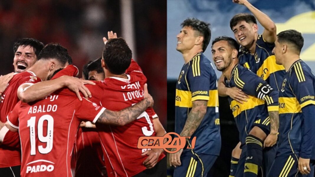 Jugadores de Boca Juniors e Independiente en un partido anterior en La Bombonera.