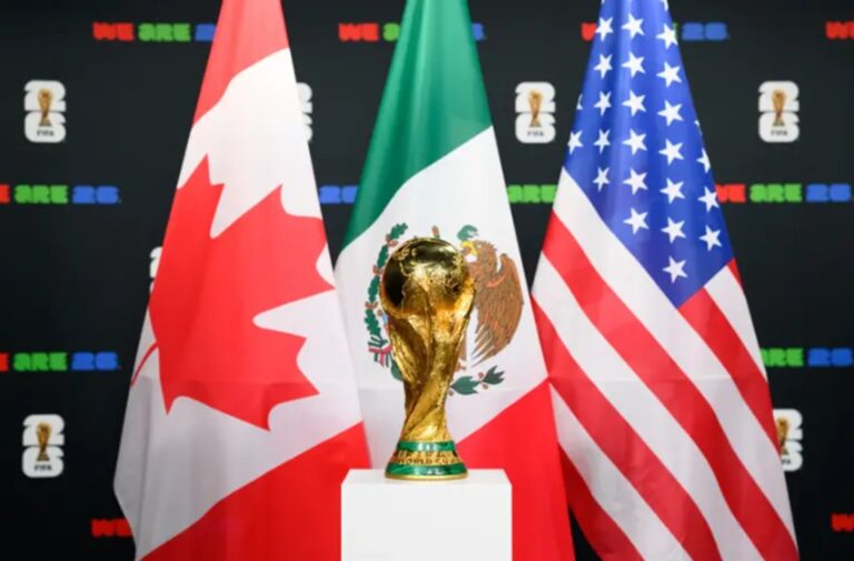 Mapa conceptual con banderas representando los grupos del Mundial de Fútbol 2026.