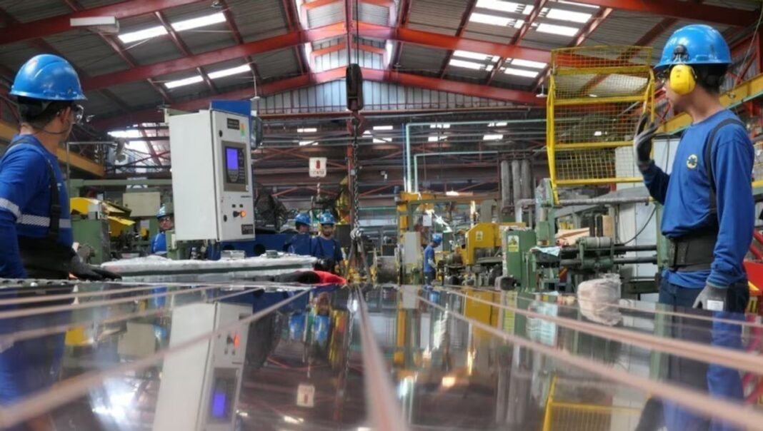 Gráfico de caída de la actividad industrial argentina