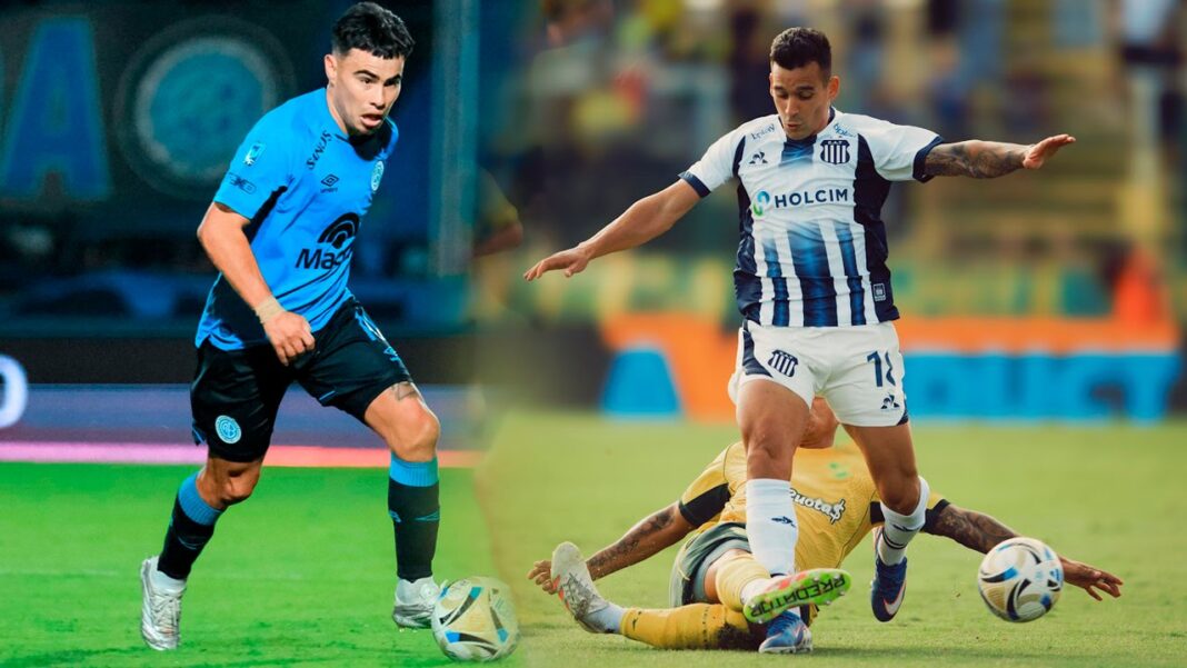 Gráfico con los escudos de Talleres, Belgrano e Instituto y la tabla de posiciones del Torneo Apertura 2026.